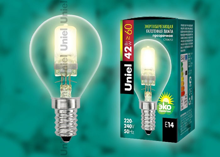 Лампа галогеновая Uniel  E14 42Вт K 05215