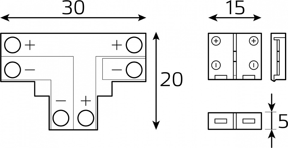 Соединитель лент T-образный жесткий Gauss Basic BT431