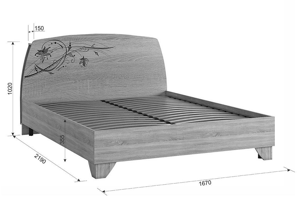 Кровать двуспальная Виктория-1 2000x1600 мм