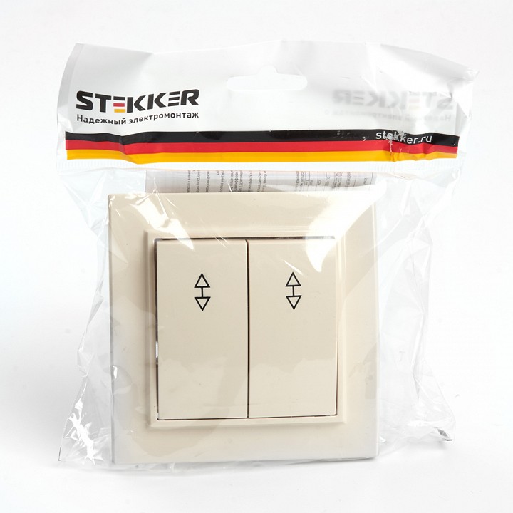Выключатель двухклавишный Stekker Эрна 39920