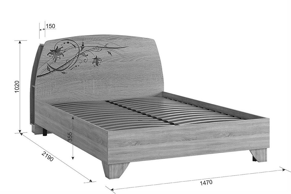 Кровать полутораспальная Виктория-1 2000x1400 мм