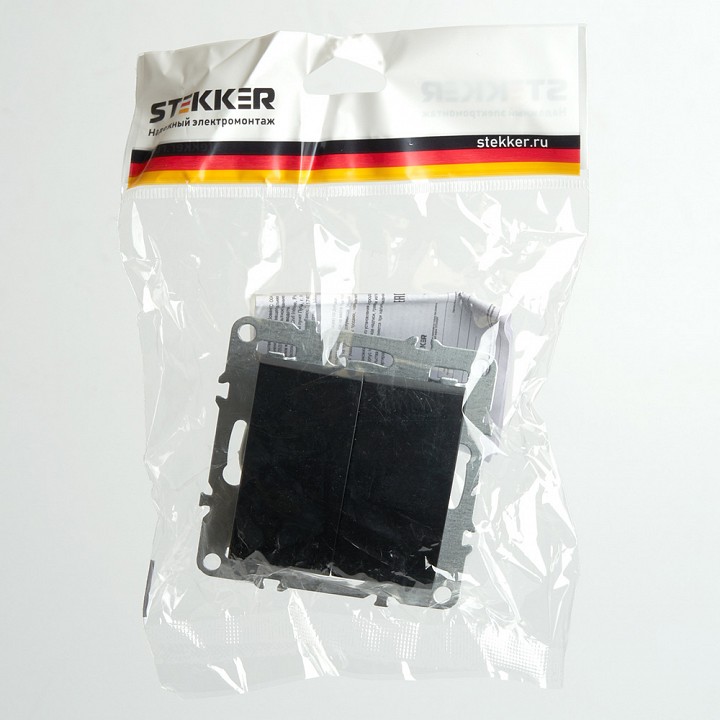Выключатель двухклавишный без рамки Stekker Эрна 49149