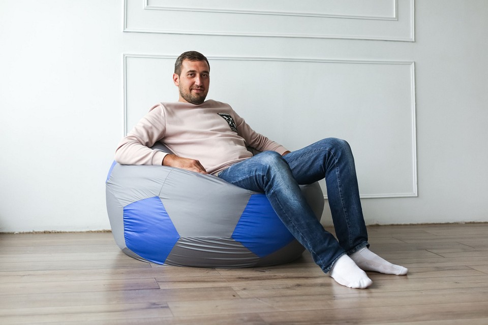 Кресло-мешок Мяч Серо-Синий (Оксфорд)