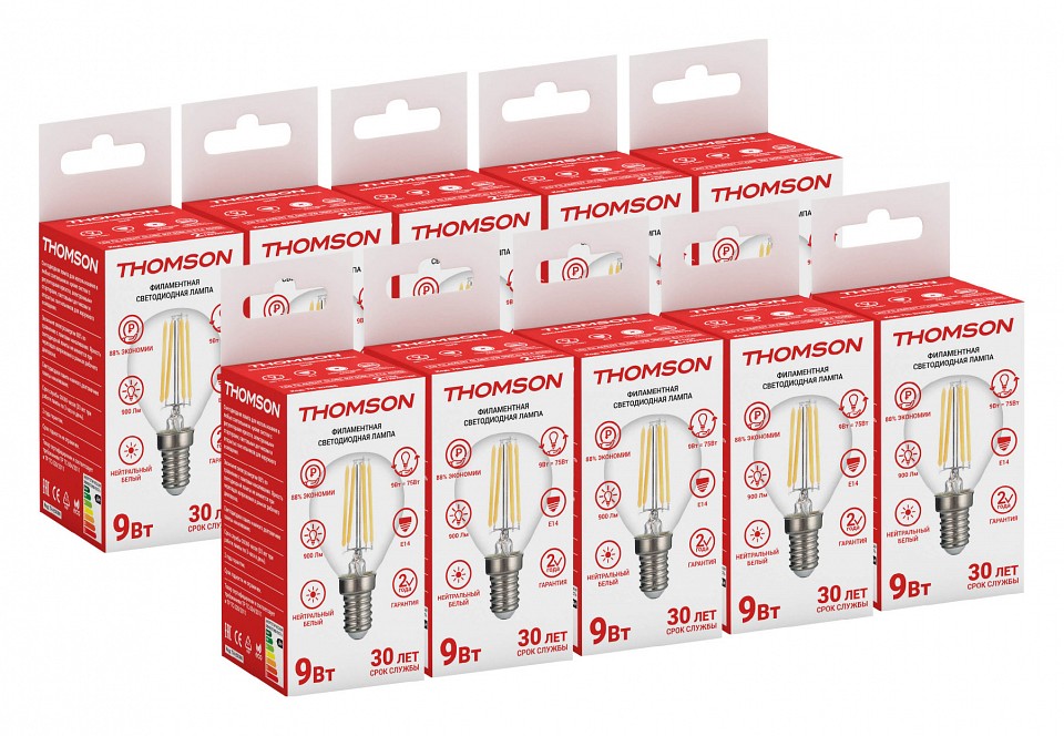Лампа светодиодная Thomson Filament Globe E14 9Вт 4500K TH-B2086