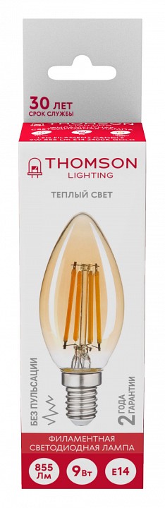 Лампа светодиодная Thomson Filament Candle E14 9Вт 2400K TH-B2115
