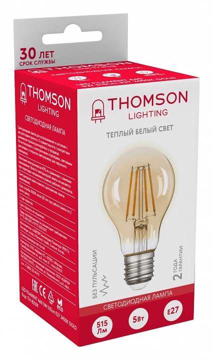 Лампа светодиодная Thomson Filament A60 E27 5Вт 2400K TH-B2109