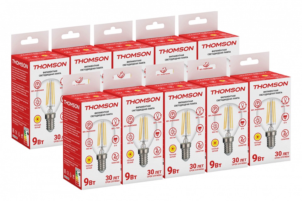 Лампа светодиодная Thomson Filament Globe E14 9Вт 2700K TH-B2085