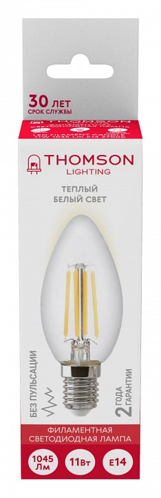 Лампа светодиодная Thomson Filament Candle E14 11Вт 2700K TH-B2071